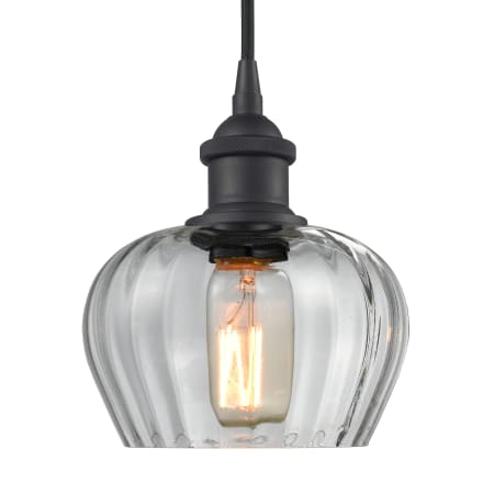A large image of the Innovations Lighting 516-1P Fenton Matte Black / Clear