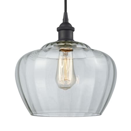 A large image of the Innovations Lighting 516-1P Large Fenton Matte Black / Large Clear