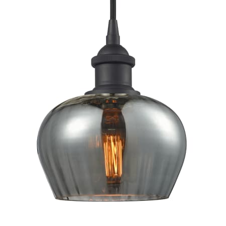 A large image of the Innovations Lighting 516-1P Fenton Matte Black / Plated Smoked