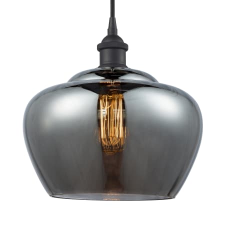 A large image of the Innovations Lighting 516-1P Large Fenton Matte Black / Plated Smoked