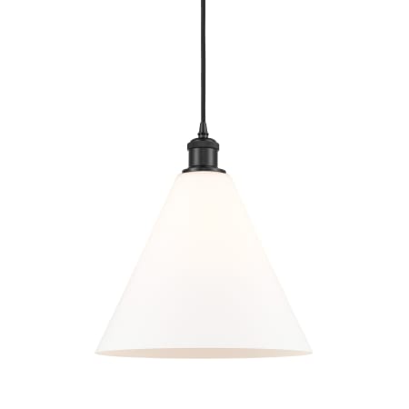 A large image of the Innovations Lighting 516-1P-15-12 Berkshire Pendant Matte White / Matte Black