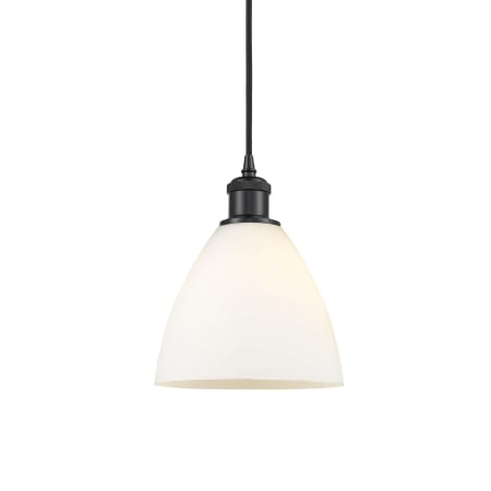 A large image of the Innovations Lighting 516-1P-11-8 Bristol Pendant Matte Black / Matte White