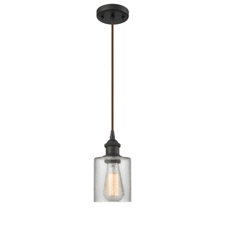 A large image of the Innovations Lighting 516-1P Cobbleskill Oiled Rubbed Bronze / Clear Ripple