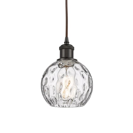 A large image of the Innovations Lighting 516-1P-8-6 Athens Pendant Oil Rubbed Bronze / Clear Water Glass