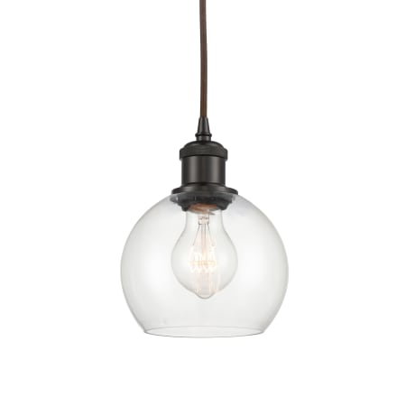 A large image of the Innovations Lighting 516-1P-10-6 Athens Pendant Oil Rubbed Bronze / Clear