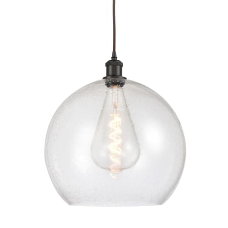 A large image of the Innovations Lighting 516-1P-18-14 Athens Pendant Oil Rubbed Bronze / Seedy