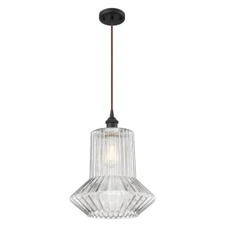 A large image of the Innovations Lighting 516-1P Pendleton Oiled Rubbed Bronze / Clear