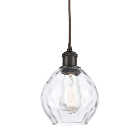 A large image of the Innovations Lighting 516-1P-9-6 Waverly Pendant Clear / Oil Rubbed Bronze