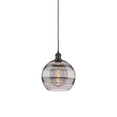 A large image of the Innovations Lighting 516-1P-12-10 Rochester Pendant Oil Rubbed Bronze / Smoked