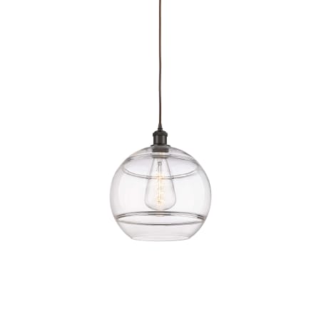 A large image of the Innovations Lighting 516-1P-14-12 Rochester Pendant Oil Rubbed Bronze / Clear