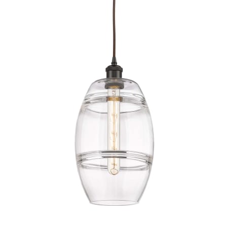 A large image of the Innovations Lighting 516-1P-10-8 Vaz Pendant Oil Rubbed Bronze / Clear