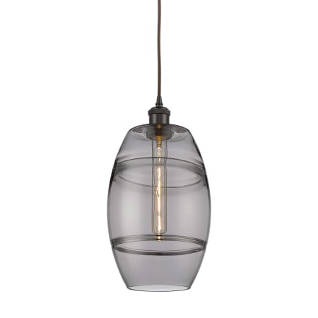 A large image of the Innovations Lighting 516-1P-10-8 Vaz Pendant Oil Rubbed Bronze / Light Smoke