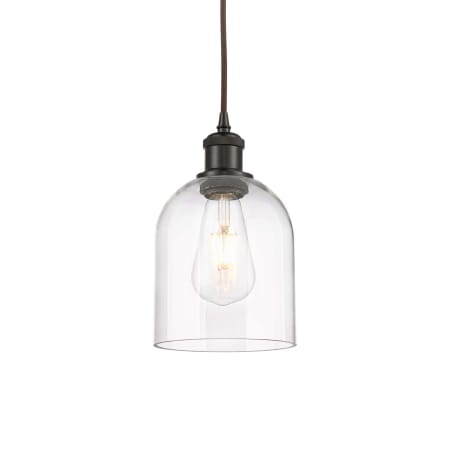 A large image of the Innovations Lighting 516-1P-10-6 Bella Pendant Oil Rubbed Bronze / Clear