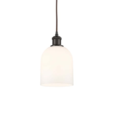 A large image of the Innovations Lighting 516-1P-10-6 Bella Pendant Oil Rubbed Bronze / Glossy White