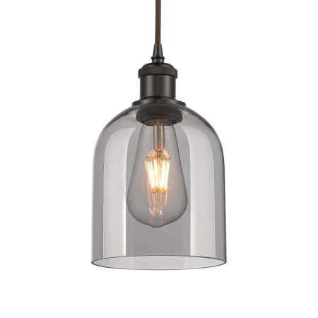 A large image of the Innovations Lighting 516-1P-10-6 Bella Pendant Oil Rubbed Bronze / Light Smoke