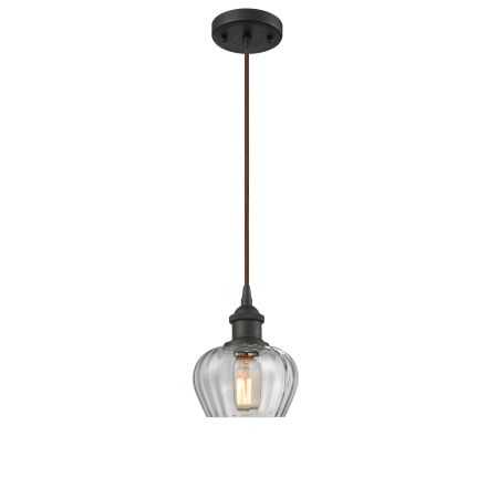 A large image of the Innovations Lighting 516-1P Fenton Oiled Rubbed Bronze / Clear Fluted