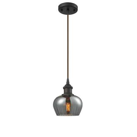 A large image of the Innovations Lighting 516-1P Fenton Oiled Rubbed Bronze / Smoked Fluted