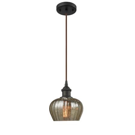 A large image of the Innovations Lighting 516-1P Fenton Oiled Rubbed Bronze / Mercury Fluted