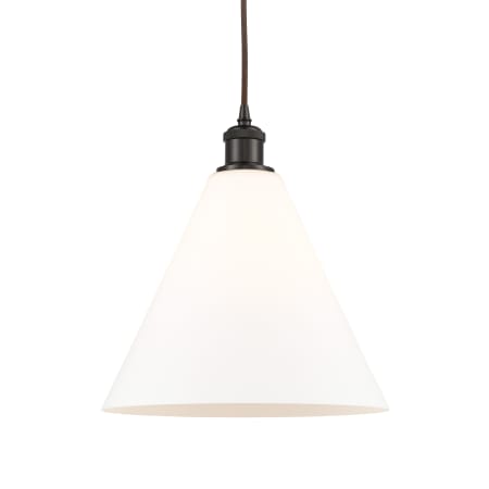 A large image of the Innovations Lighting 516-1P-15-12 Berkshire Pendant Matte White / Oil Rubbed Bronze