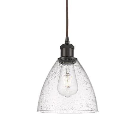 A large image of the Innovations Lighting 516-1P-11-8 Bristol Pendant Oil Rubbed Bronze / Seedy