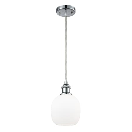 A large image of the Innovations Lighting 516-1P Belfast Polished Chrome / Matte White