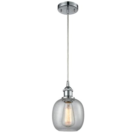 A large image of the Innovations Lighting 516-1P Belfast Polished Chrome / Clear Seedy
