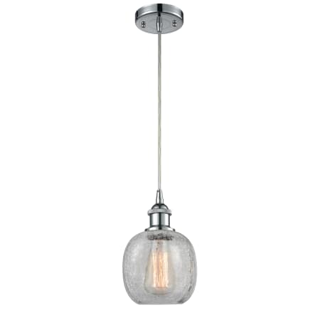 A large image of the Innovations Lighting 516-1P Belfast Polished Chrome / Clear Crackle
