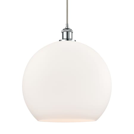 A large image of the Innovations Lighting 516-1P-18-14 Athens Pendant Polished Chrome / Matte White