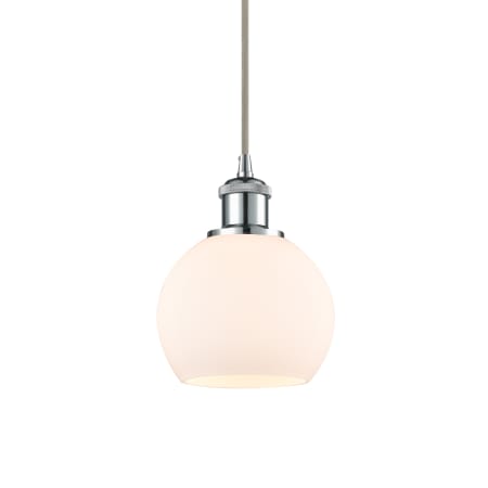 A large image of the Innovations Lighting 516-1P-10-6 Athens Pendant Polished Chrome / Matte White