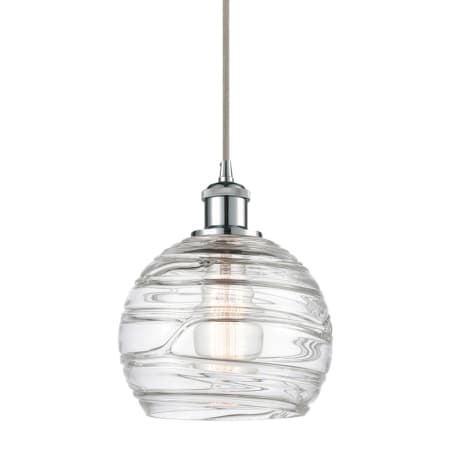 A large image of the Innovations Lighting 516-1P-10-8 Athens Pendant Clear Deco Swirl / Polished Chrome