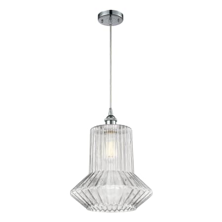 A large image of the Innovations Lighting 516-1P Pendleton Polished Chrome / Clear