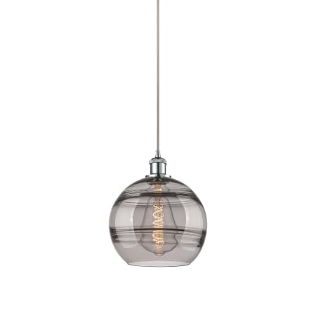 A large image of the Innovations Lighting 516-1P-12-10 Rochester Pendant Polished Chrome / Smoked