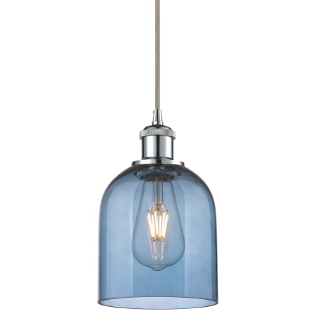 A large image of the Innovations Lighting 516-1P-10-6 Bella Pendant Polished Chrome / Princess Blue