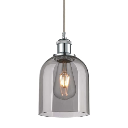 A large image of the Innovations Lighting 516-1P-10-6 Bella Pendant Polished Chrome / Light Smoke