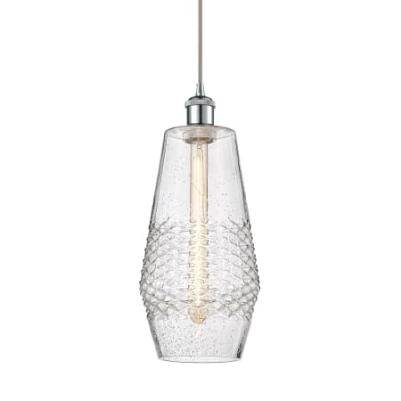 A large image of the Innovations Lighting 516-1P-17-7 Windham Pendant Polished Chrome / Seedy