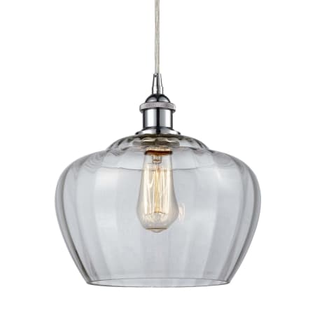 A large image of the Innovations Lighting 516-1P-L Large Fenton Polished Chrome / Clear