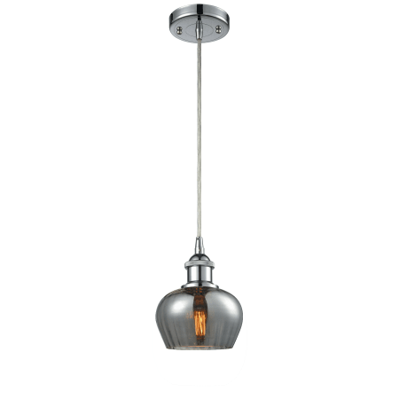 A large image of the Innovations Lighting 516-1P Fenton Polished Chrome / Smoked Fluted