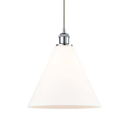 A large image of the Innovations Lighting 516-1P-15-12 Berkshire Pendant Matte White / Polished Chrome