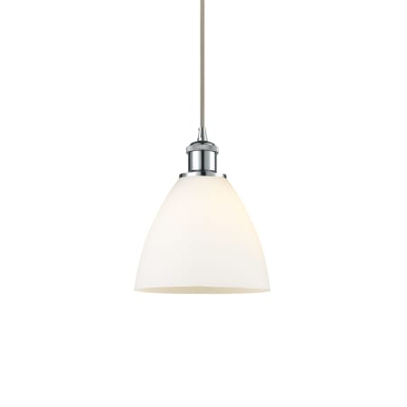 A large image of the Innovations Lighting 516-1P-11-8 Bristol Pendant Polished Chrome / Matte White