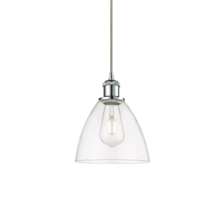 A large image of the Innovations Lighting 516-1P-11-8 Bristol Pendant Polished Chrome / Clear