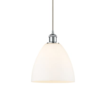 A large image of the Innovations Lighting 516-1P-13-9 Bristol Pendant Polished Chrome / Matte White