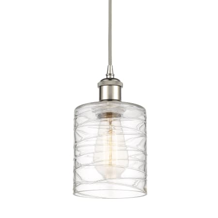 A large image of the Innovations Lighting 516-1P-8-5 Cobbleskill Pendant Deco Swirl / Polished Nickel