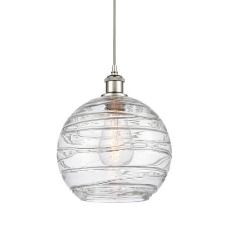 A large image of the Innovations Lighting 516-1P-13-10 Athens Pendant Clear Deco Swirl / Polished Nickel