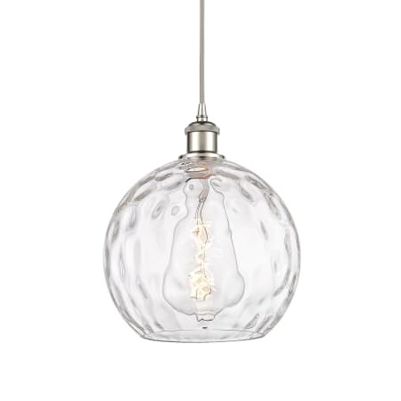A large image of the Innovations Lighting 516-1P-13-10 Athens Pendant Polished Nickel / Clear Water Glass