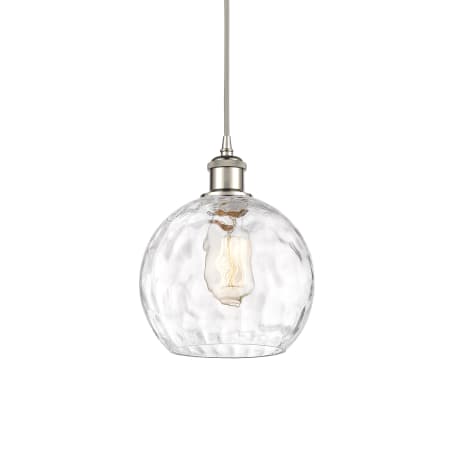 A large image of the Innovations Lighting 516-1P-10-8 Athens Pendant Polished Nickel / Clear Water Glass