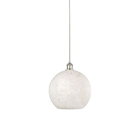 A large image of the Innovations Lighting 516-1P-14-12 White Mouchette Pendant Polished Nickel