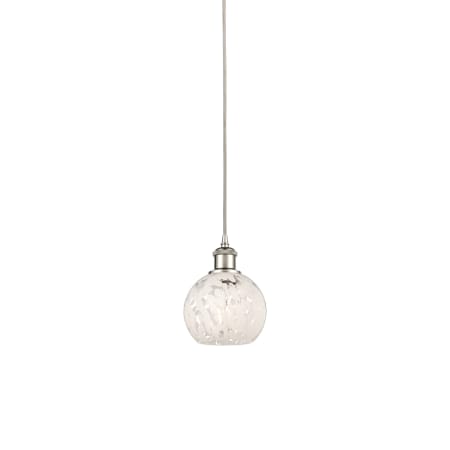 A large image of the Innovations Lighting 516-1P-8-6 White Mouchette Pendant Polished Nickel