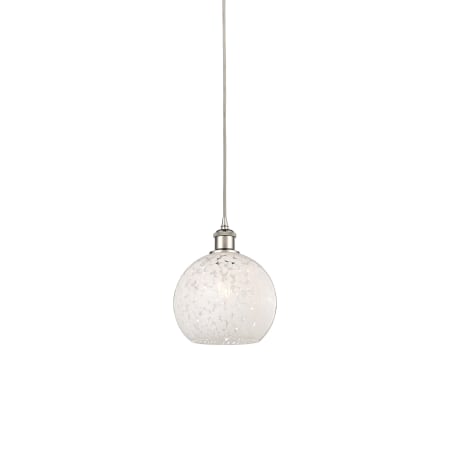 A large image of the Innovations Lighting 516-1P-10-8 White Mouchette Pendant Polished Nickel