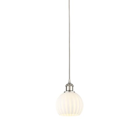 A large image of the Innovations Lighting 516-1P-8-6 White Venetian Pendant Polished Nickel