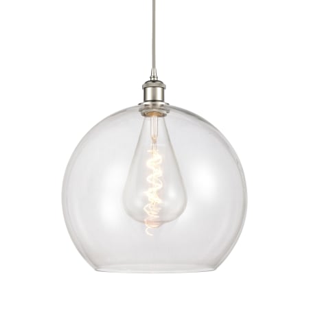 A large image of the Innovations Lighting 516-1P-18-14 Athens Pendant Polished Nickel / Clear